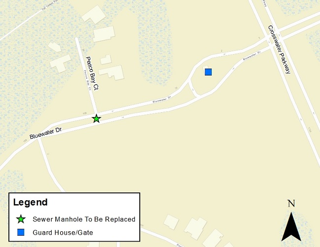 Bluewater Drive Manhole Replacement Project Area Map