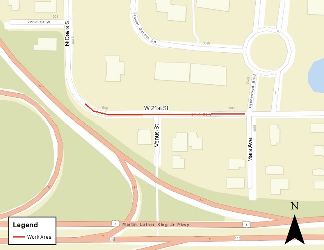 W. 21st Street Work Area Map