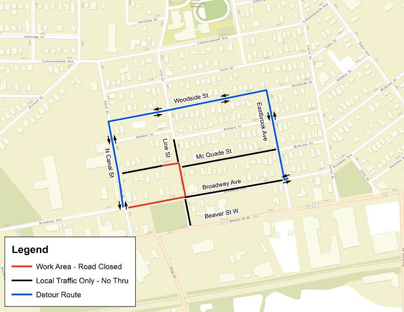 Broadway Avenue & Line Street Sewer Improvement Project - Map