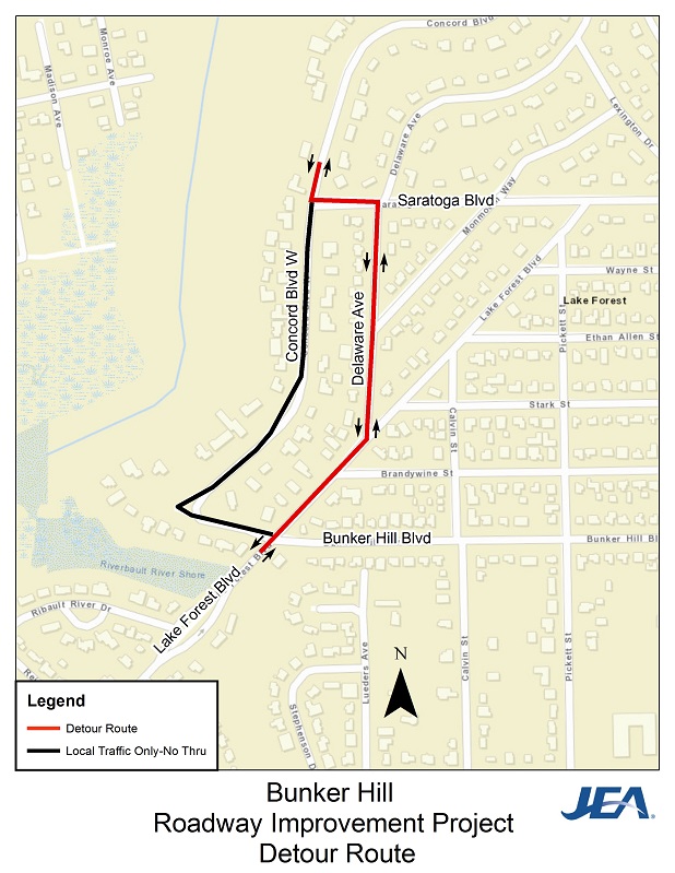 Bunker Hill Roadway Improvement Project - Detour Map