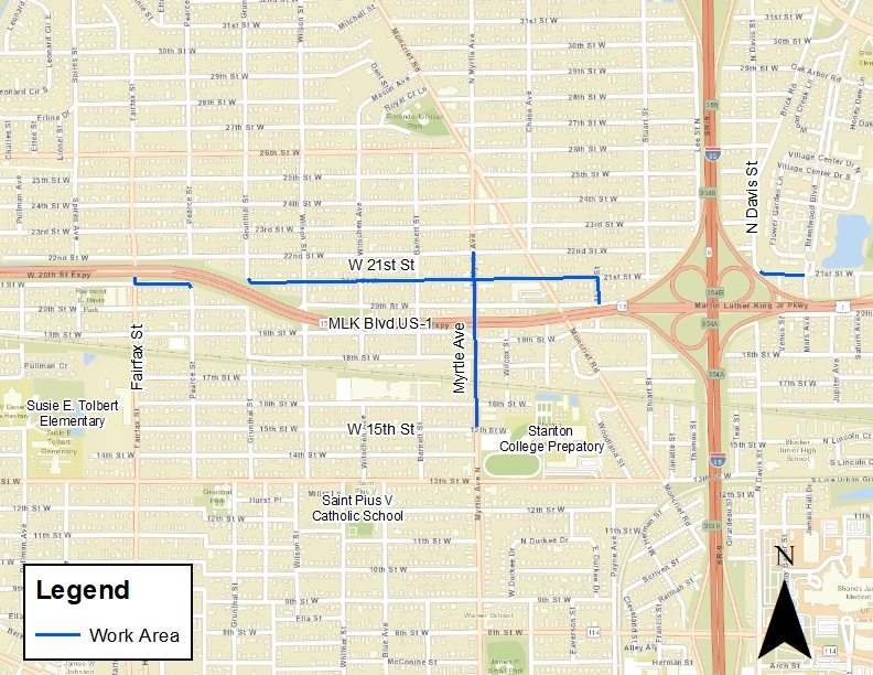 Martin Luther King Parkway Water Main Improvement Project Map