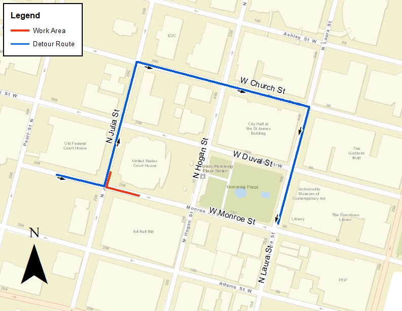 Monroe Street Road Closure & Detour Map