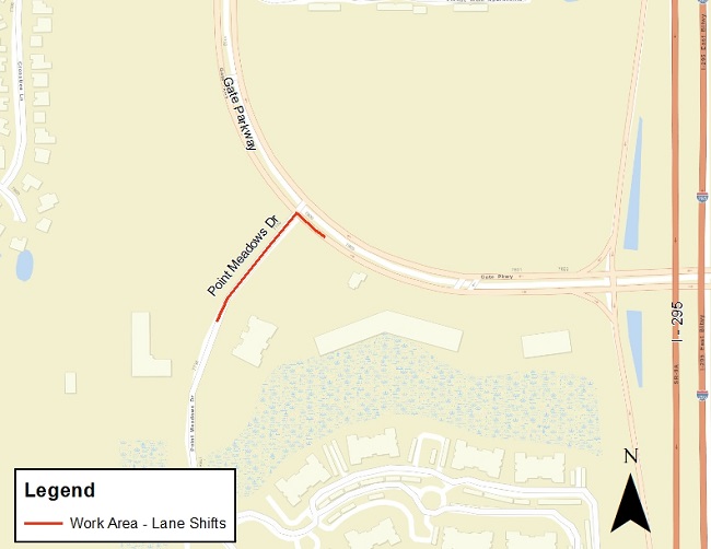 Point Meadows Temporary Lane Shift Map